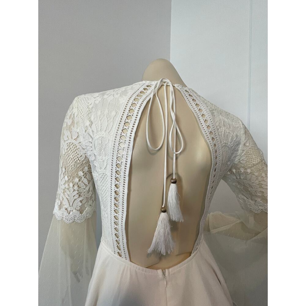 Two Sisters Bethany Lace Boho Short White Wedding Dress Size 8 - Picture 8 of 11